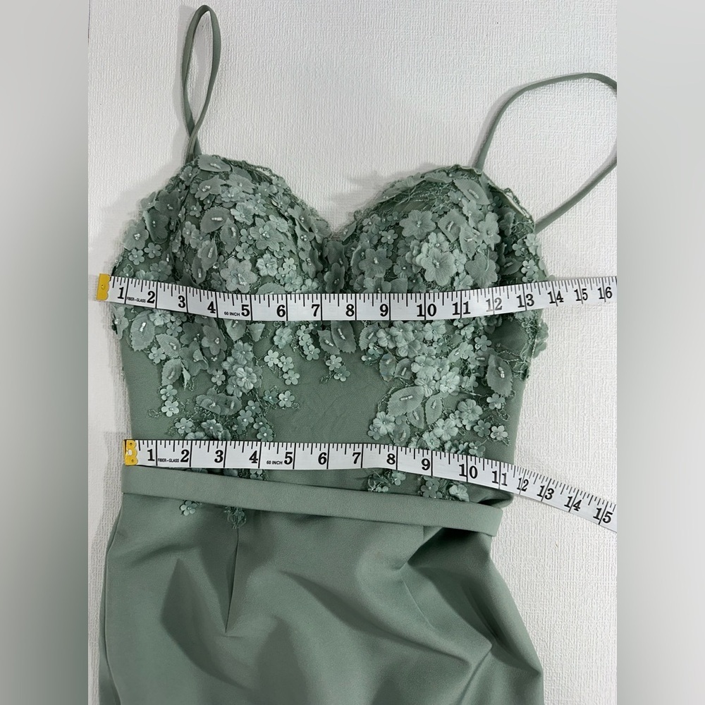 Portia & Scarlett floral appliqué bridesmaid/ formal gown sage green size S - Picture 7 of 14
